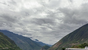 Village in the mountains with solar system