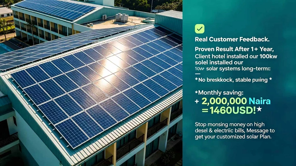 Mars Solar 100KW Solar System for Nigerian Hotel — Real Savings, Real Data