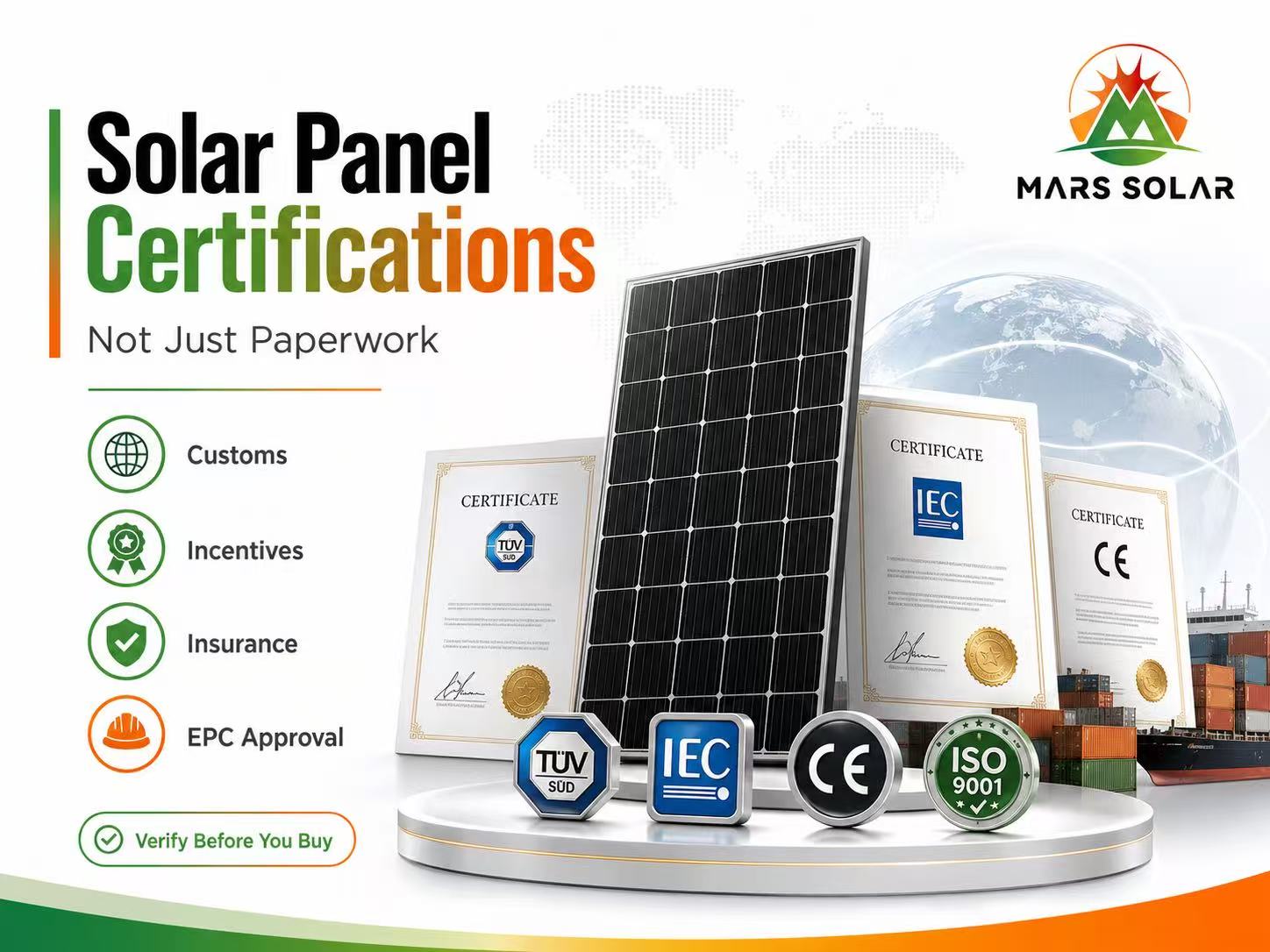 Solar Panel Certifications Explained: IEC, UL, TÜV, CE, ISO — The 2026 Guide