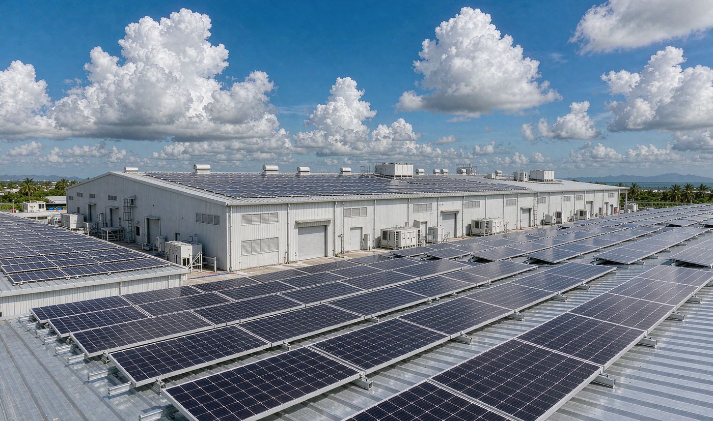 100kW solar Philippines: rooftop array on a cold storage and meat processing factory