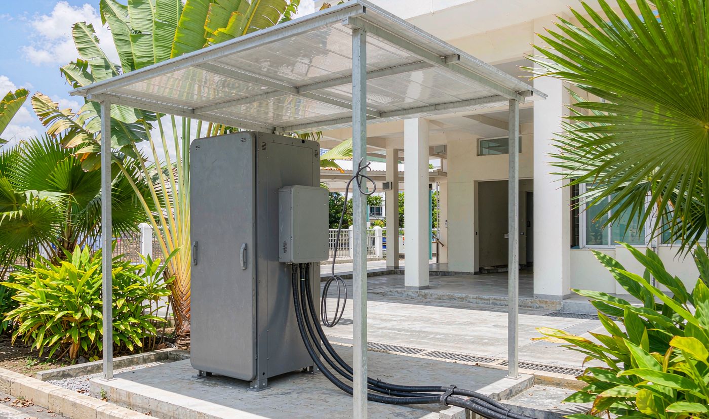 Importing solar to the Philippines: battery cabinet and hybrid inverter installed on site