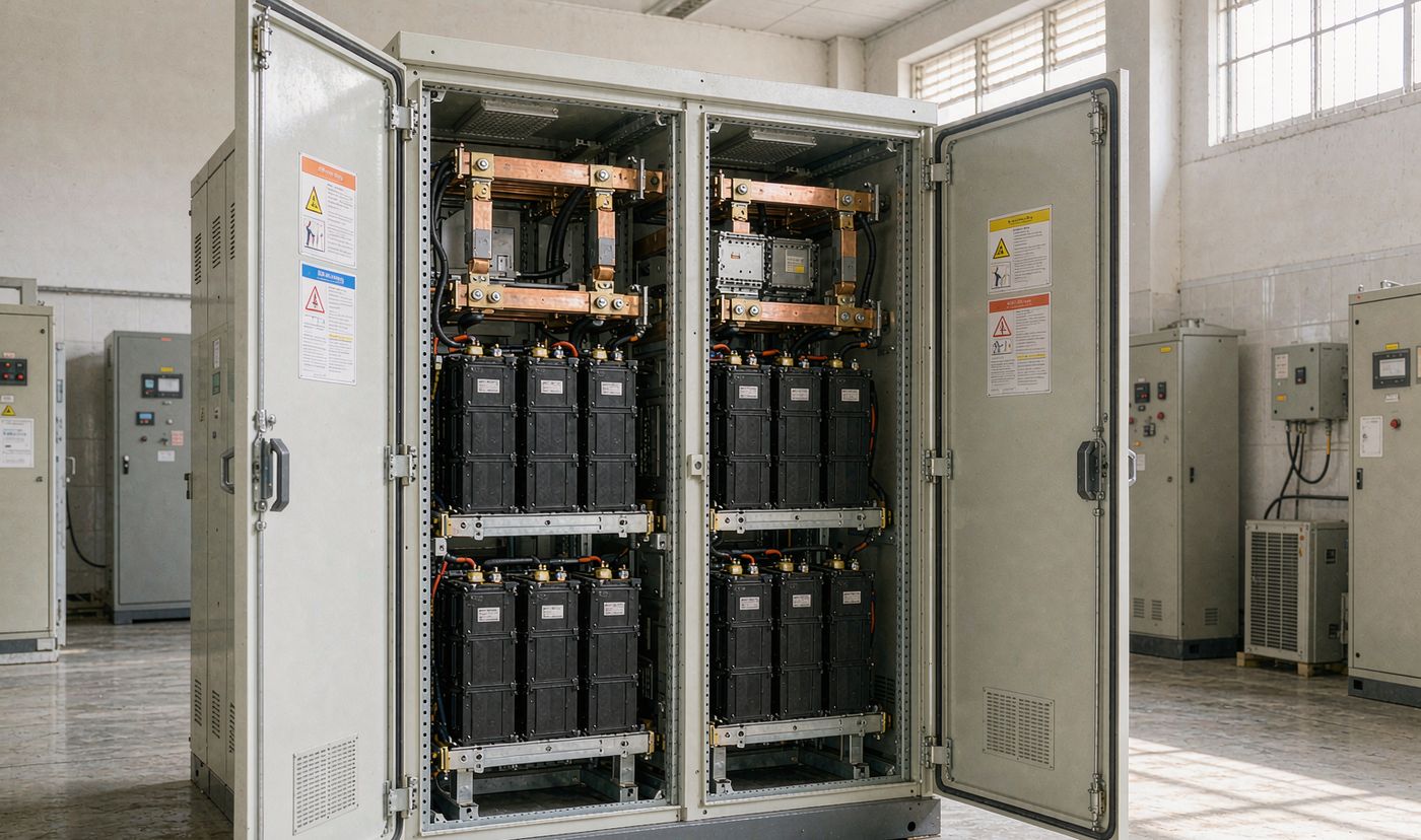 Nigeria solar battery energy storage cabinet installed in a factory plant room