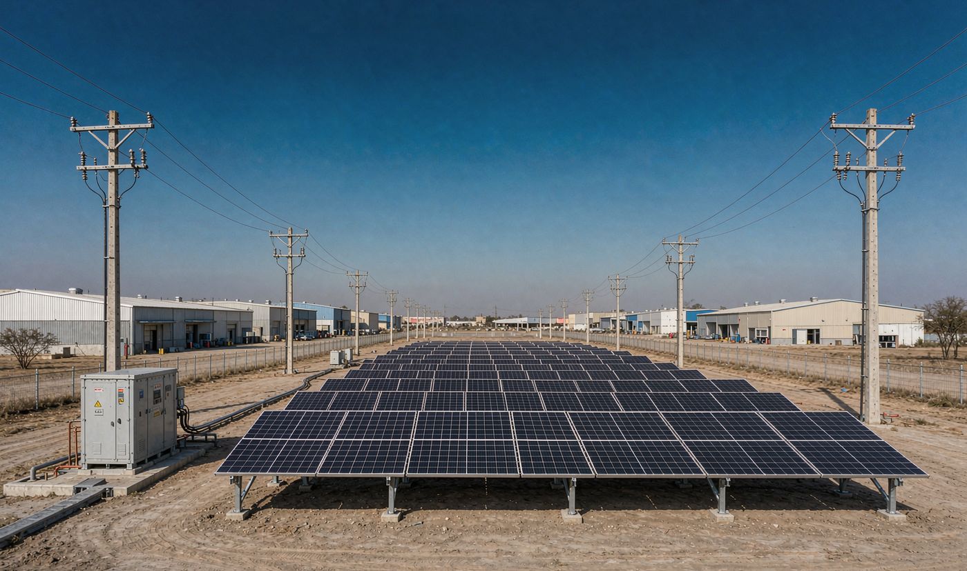 Nigeria solar mini-grid array serving a commercial site under the 5MW limit